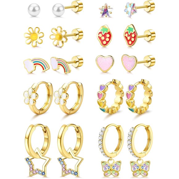 Aros LOLIAS de acero quirúrgico, 10 pares, 20G