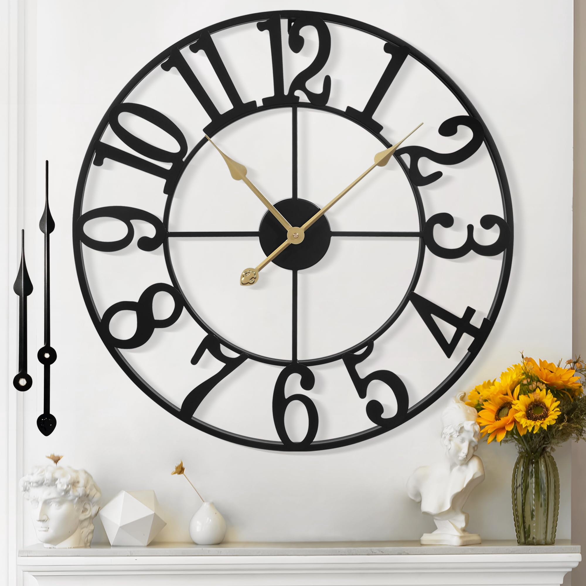 Reloj De Pared Mee 2ou, Grande, 40 Cm, Decoración Vintage Para Sala De Estar
