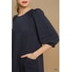 thumbnail image 4 of Saronite Vestido Corto Casual de Punto de Algodón Suave con Cuello Redondo y Manga Corta en Tejido Francés Liso, Bolsillos Laterales Dobles, Azul Marino (para Mujer), 4 of 5