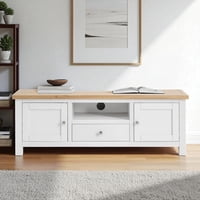 Arca Muebles - Rack De Tv De Madera 150X40X55 Color Blanco Cubierta Natural