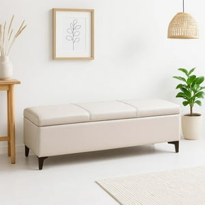 Pandalino - Banqueta Baúl Mundra | Almacenamiento Y Diseño Beige