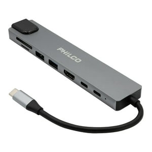 Philco - Adaptador Hub Usb C 3.0 8 En 1 Gris Sb88201