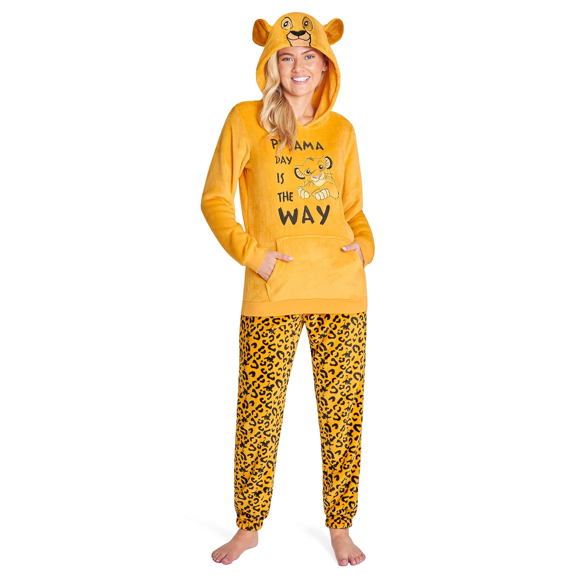 Disney - Conjunto De Pijama De Forro Polar Para Mujer Simba 2 Piezas Con Capucha