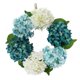 thumbnail image 1 of Anillo de guirnalda de flores falsas de hortensias de estilo europeo, guirnalda azul + blanco, 1 of 5
