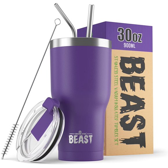 Vaso Greens Steel Beast de acero inoxidable, 900 ml, color morado