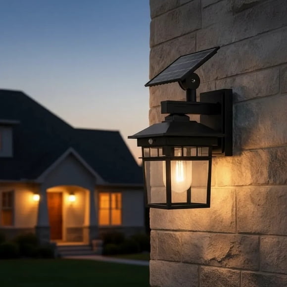 Farol Solar De Pared Con Sensor Movimiento Luz Cálida