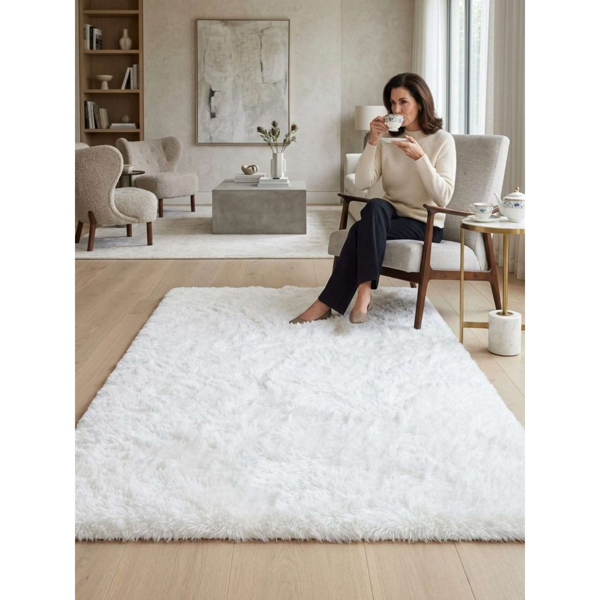 Todo Para El Hogar - Alfombra Shaggy Pelo Largo 150x200 Cm Suave Living Dormitorio