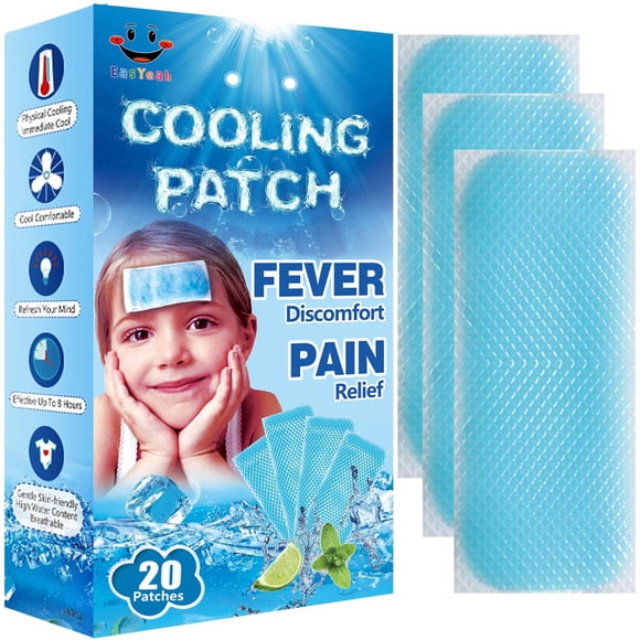 Parches de gel refrescante EasYeah Kid Fever para niños y adultos, 20 unidades