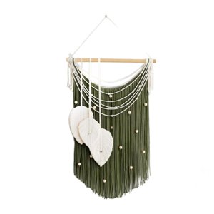 Bothyi - Arte Colgante De Pared De Macramé Con Borlas Trenzadas Para Fondo De Boda, Habitación Infantil, Color Verde