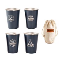 Ioensy - Juego De Tazas De Acero Inoxidable De 4 Piezas, Tazas Para Bebidas De 350Ml Para Bebidas De Senderismo