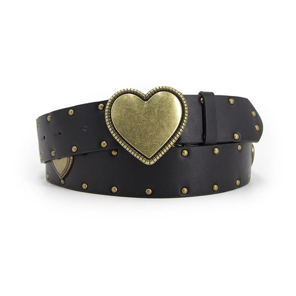 Cinturón Boho Hebilla Corazón Vintage Con Tachas Mujer dorado Talla Única