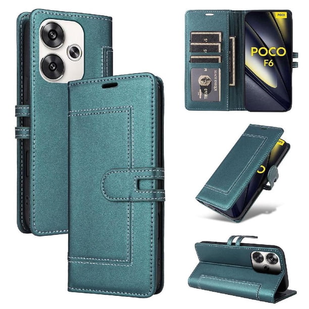 Premium Wallet Case for Xiaomi Poco F6 5G with Card Slots & Kickstand, Flip Cover Green