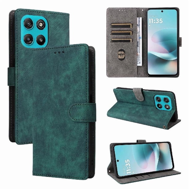 Funda Billetera para Motorola Moto G67 Power 5G con Soporte - Cartera de Cuero con Ranuras Verde