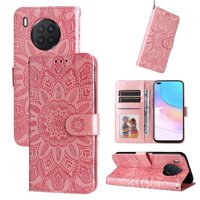 Funda Tipo Cartera Foxdock Para Huawei Nova 8I , Diseño Girasol En Relieve, Cuero Pu, Cierre Magnético, Soporte Y Tarjetero