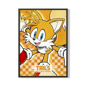 Creango - Cuadro Poster Enmarcado Sonic Tails Decorativo