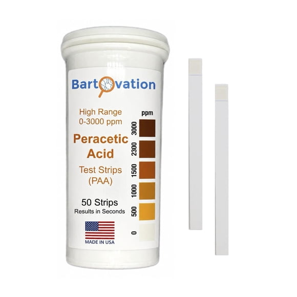 Tiras de prueba de ácido peracético Bartovation PAA 0-3000 ppm (paquete de 50)