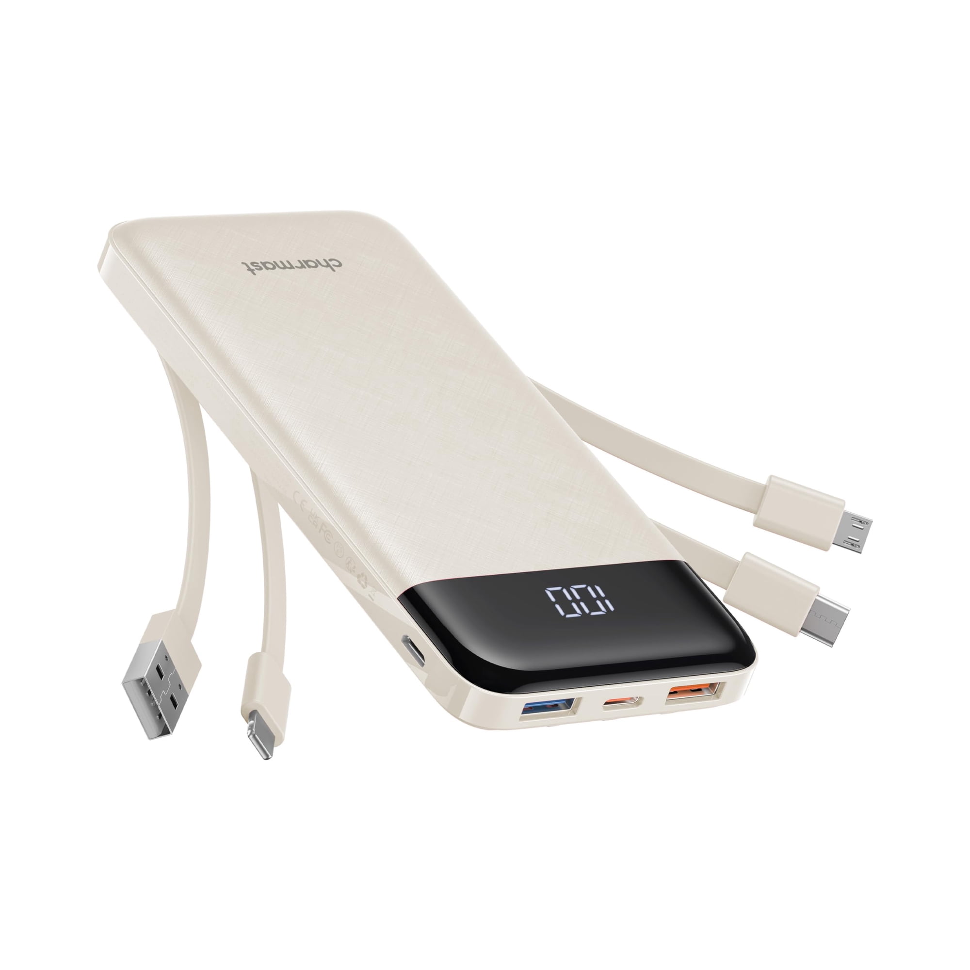 Cargador Portátil Charmast De 10000 Mah Con Cables Integrados