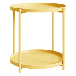 Moboi - Mesa Lateral Auxiliar 2 Niveles Metalica 42X42X52Cm Beige