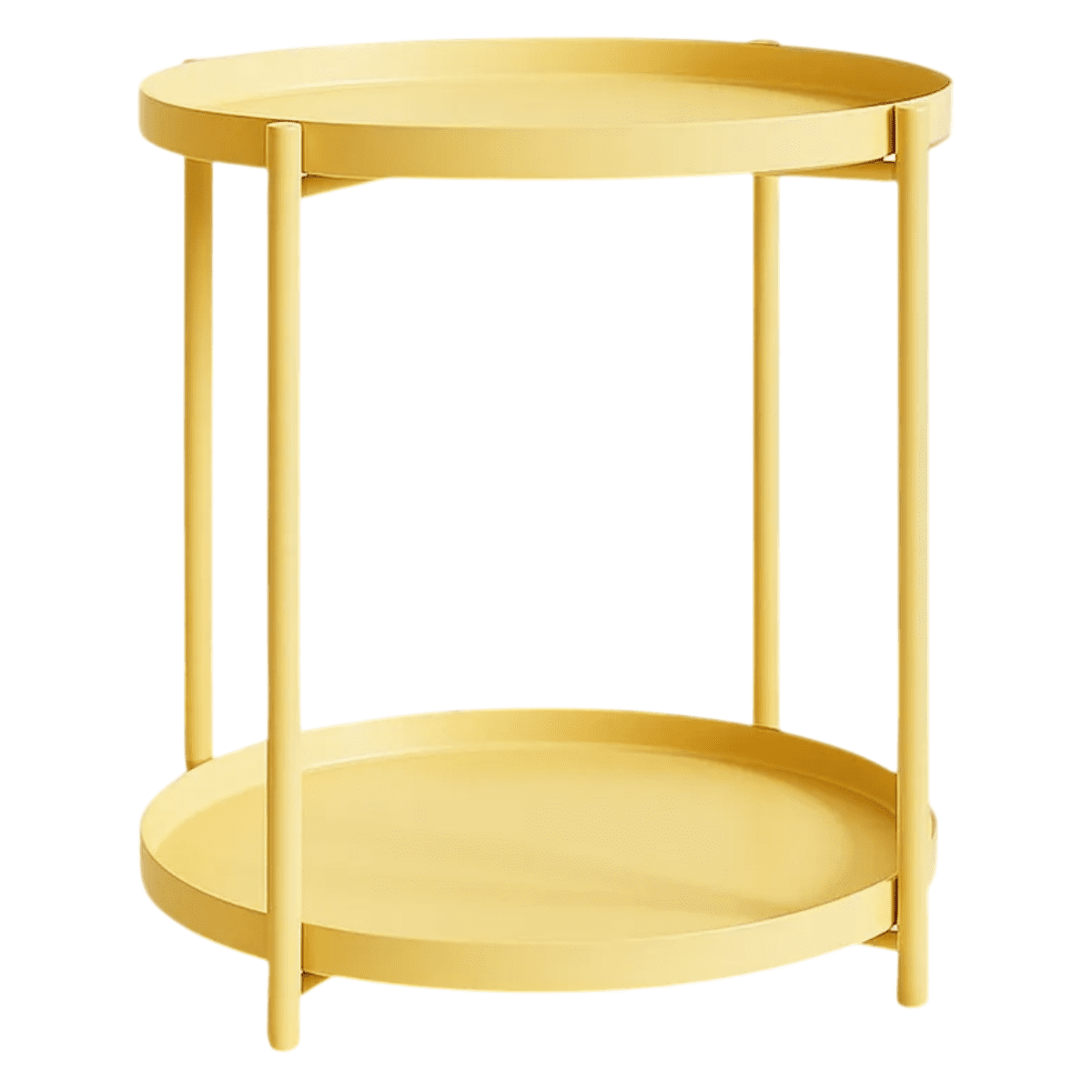 Moboi - Mesa Lateral Auxiliar 2 Niveles Metalica 42x42x52cm Beige