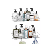 Genérico - Organizador De Ducha Set X2 Repisa Baño Adhesiva Inoxidable Plateado