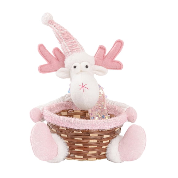 Cesta De Dulces Con Decoración De Ciervos, Bonita Cesta Tejida Para El Armario De TV De La Oficina De Vacaciones