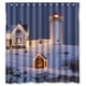 thumbnail image 1 of Cortina de ducha con diseño de faro navideño, juego de cortinas de baño con ganchos, tamaño 66 x 72 pulgadas, 1 of 3