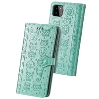 Funda Cartera Foxdock Para Samsung Galaxy A22 5G , Flip Pu Con Relieve De Gatos Y Perros, Tarjetero Y Soporte