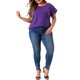 thumbnail image 4 of Agnes Orinda Blusas Sólidas de Verano con Encaje y Mangas Cortas para Mujer Talla Grande 4X Púrpura, 4 of 8
