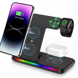 Genérico - 100W Plegable 3-En-1 Estación De Carga Inalámbrica Rápida Para Iphone 15 14 13 16 Apple Watch 9 8 7 6 5 Airpods Pro-Negro