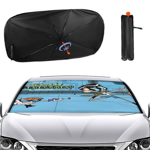 El Laboratorio de Dexter Sombrilla Solar para Auto - Protector de Parabrisas Plegable | Cortina Solar Delantero | Bloqueo UV y Aislamiento de Calor 133x73cm