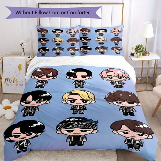 3pcs Bedding Set Duvet Cover Closure Includes 1 Duvet Cover & 2 Pillowcases for All Seasons Bedroom Decor, Home Dorm High-Definition Print Snowman Band A261