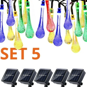 Genérico - Set 5 Guirnaldas Solar Gotitas Rgb Led Jardin 5 Metros