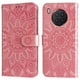 thumbnail image 1 of Funda tipo cartera FOXDOCK para Honor 50 Lite , diseño girasol en relieve, cuero PU, cierre magnético, soporte y tarjetero, 1 of 5