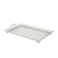 Magideal - Bandeja De Servicio De Alimentos De Hierro Metálico Con Asas Para Mesa De Comedor, Apariencia Elegante Y De Moda, Multiusos, Estilo Retro, Práctico Y Argén