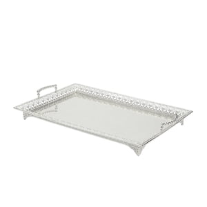 Magideal - Bandeja De Servicio De Alimentos De Hierro Metálico Con Asas Para Mesa De Comedor, Apariencia Elegante Y De Moda, Multiusos, Estilo Retro, Práctico Y Argén