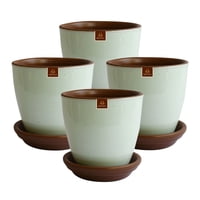 Pottery - Set De 4 Maceta Zafiro 17Cm Verde Agua Y Sus Platos