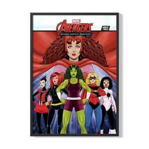 Creango - Cuadro Poster Enmarcado Avengers Woman Decorativo