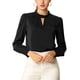 thumbnail image 5 of INSPIRE CHIC Blusa de Mujer con Cuello Alto, Plisada, Botón de Ojal, Talla M, Color Negro, 5 of 7
