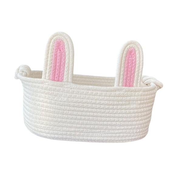 Cesta De Conejito De Pascua Con Forma De Bolsa Para Huevos Para Niños, Bonita Y Suave, Ideal Para Regalos De Decoración Festiva, Fruta Rosa Y Blanca.