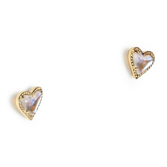 Aretes Kendra Scott Ari Corazón Baño De Oro 14k Vidrio Dicroico Iridiscente
