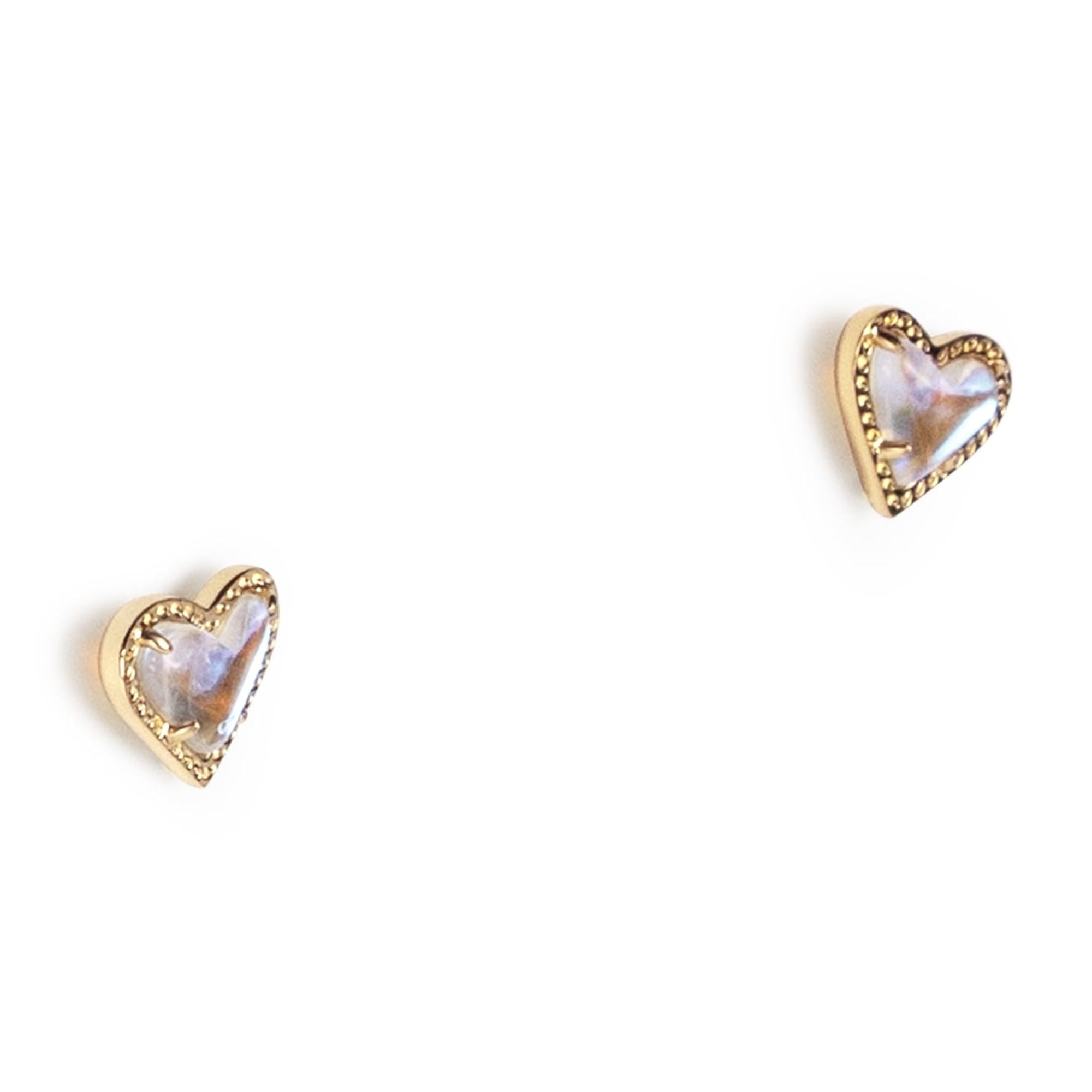 Aretes Kendra Scott Ari Corazón Baño De Oro 14k Vidrio Dicroico Iridiscente