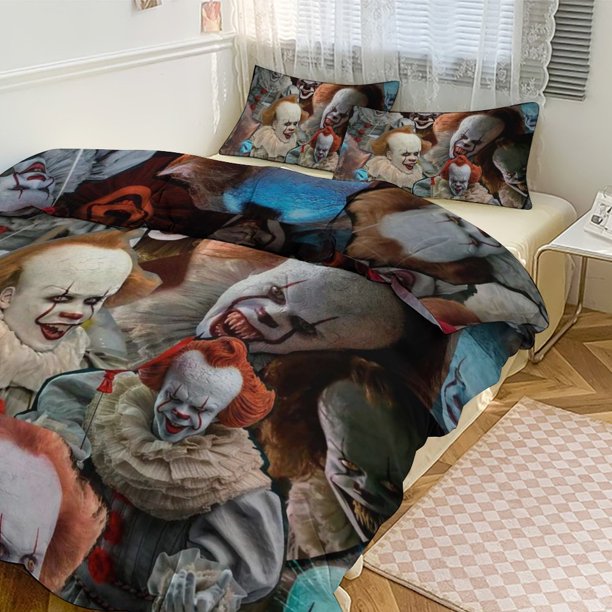 Pennywise Print Bedding Set Pattern Duvet Cove Set 3 Pieces 1 Quilt Cover And 2 Pillowcases for Women Men Teens