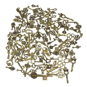 Magideal - 125 Piezas De Abalorios De Llave De Esqueleto De Estilo Vintage Mixto, Colgante Pequeño De Aleación De Bronce Para Pulsera Diy, Fabricación De