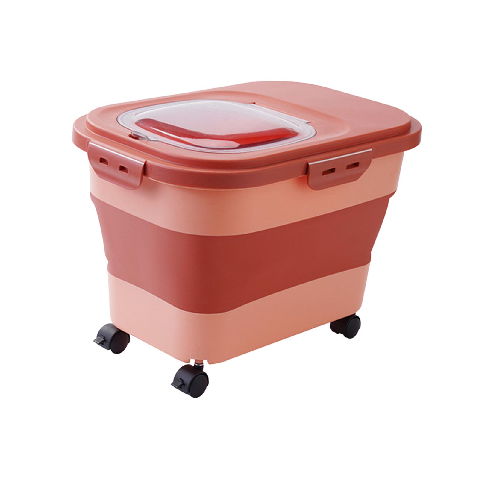 Magideal - Contenedor De Almacenamiento De Comida Para Perros Y Gatos Contenedor De Comida Para Perros Plegable Con Tapa Deslizante Transparente Tanque Hermético Rosa