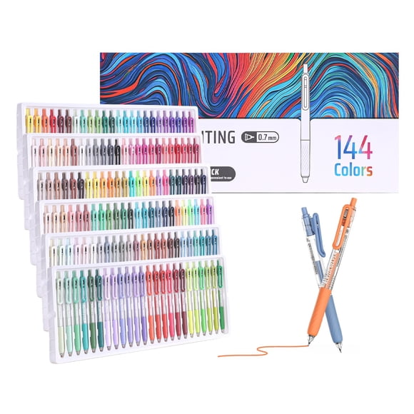 Bolígrafos de Gel Xipan 144 Colores Retráctiles con Punta de 0,7 mm