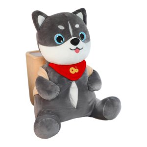 Bothyi - Soporte De Caja De Pañuelos De Dibujos Animados De Coche Con Cubo De Basura De Coche Lindo Soporte De Tejido De Felpa Husky