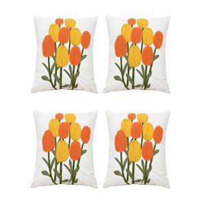 Genérico - Pack De 4 Fundas De Cojin Bordadas 45X45Cm Blanco 01