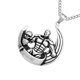 thumbnail image 2 of plata hombre de acero inoxidable músculo deportes gym dumbbells luna collar colgante, 2 of 3