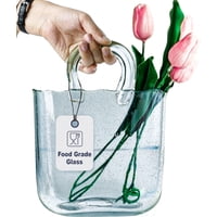 Jarrón Oleek, Bolsa De Cristal Hecha A Mano, 25 Cm, Azul, Para Centros De Mesa