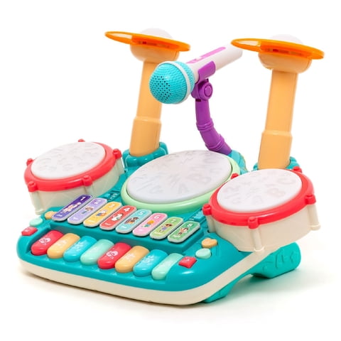 Mundo Online - Batería Juguete Piano Musical Didáctico 5 En 1 Micrófono